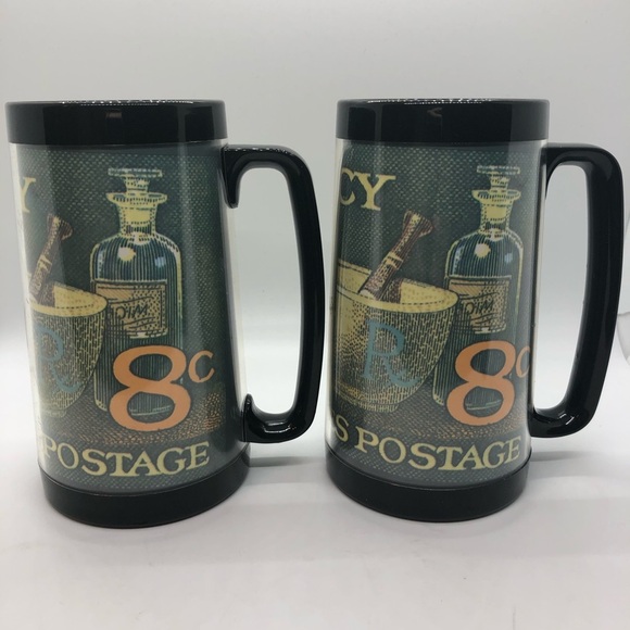 Vintage Set 2 Mugs Therma Serv Plastic Pharmacy - Picture 3 of 9